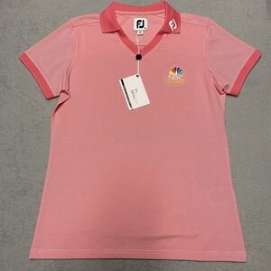 FootJoy Polo Womens S Pink Lisle Stripe‎ Performance Open Collar NBC Sports NWT